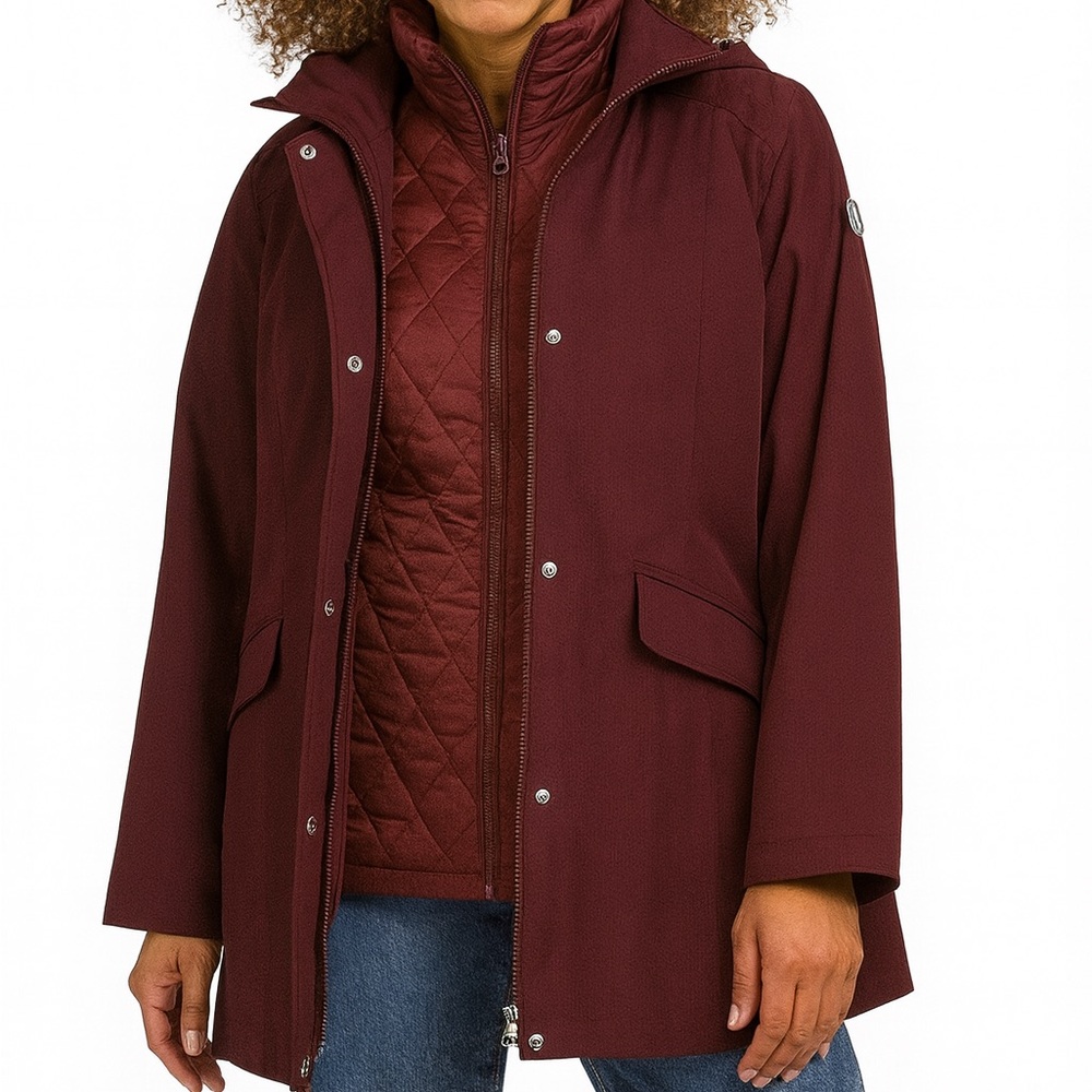 Lands' End NWT Women's 3-in-1 Systems Jacket/Vest Red Sz L Fall Vibes
